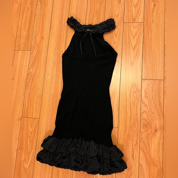 Bebe black mini silk bottom ruffle dress - Picture 1 of 4